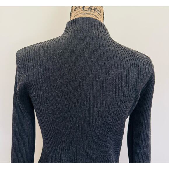 Cable & Gauge Womens Charcoal Grey Ribbed Chunky Cozy Mock Turtleneck Medium - Picture 6 of 12